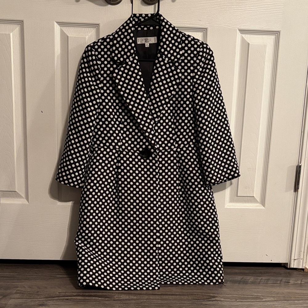 Kasper Black and White Polka Dot Jacket